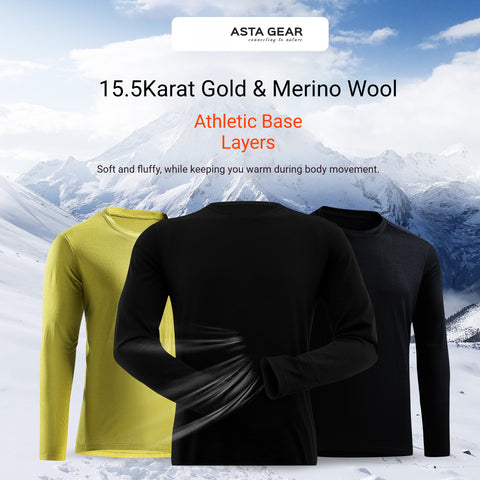 ASTA GEAR Men's 15.5 Micron Merino Wool Long-Sleeve T-Shirt, 200g Lightweight Quick-Dry Top for Outdoor Hiking & Running