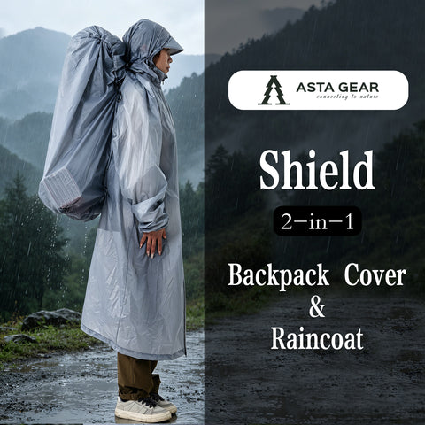 Astagear Shield 2-in-1 Rain Poncho & Backpack Cover, Ultralight Waterp –