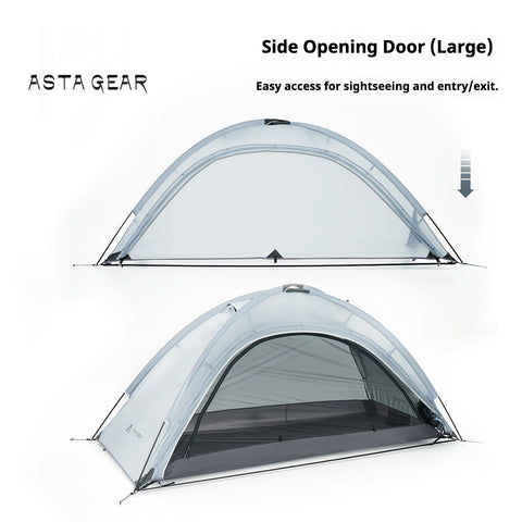 Asta Gear Yunshan 1-Person Single-Sided Silicon Coated Tent, 15D Ultralight, Heavy Rain & Wind Resistant Solo Camping Shelter