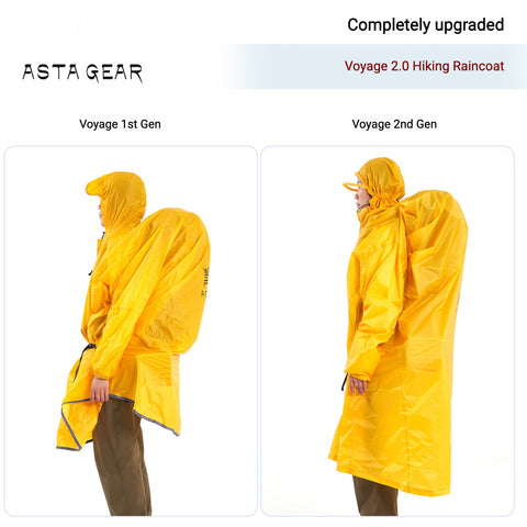 ASTAGEAR Voyage Raincoat, Ultralight Portable Rain Jacket with Sleeves for Hiking, Mountaineering, Camping & Cycling