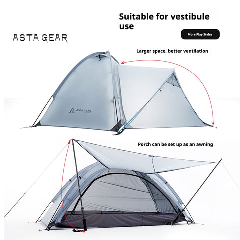 Asta Gear Yunshan 1-Person Single-Sided Silicon Coated Tent, 15D Ultralight, Heavy Rain & Wind Resistant Solo Camping Shelter