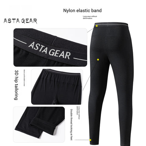 ASTA GEAR Men's 100% Merino Wool Quick-Dry Pants, Moisture-Wicking Warm Base Layer for Outdoor Hiking Mountaineering Running