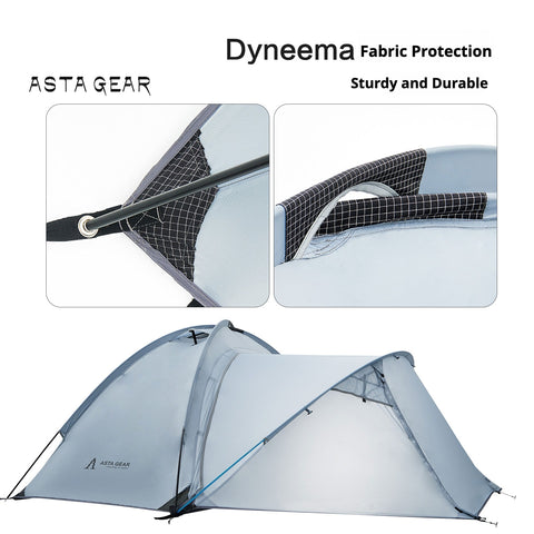 Asta Gear Yunshan 1-Person Single-Sided Silicon Coated Tent, 15D Ultralight, Heavy Rain & Wind Resistant Solo Camping Shelter