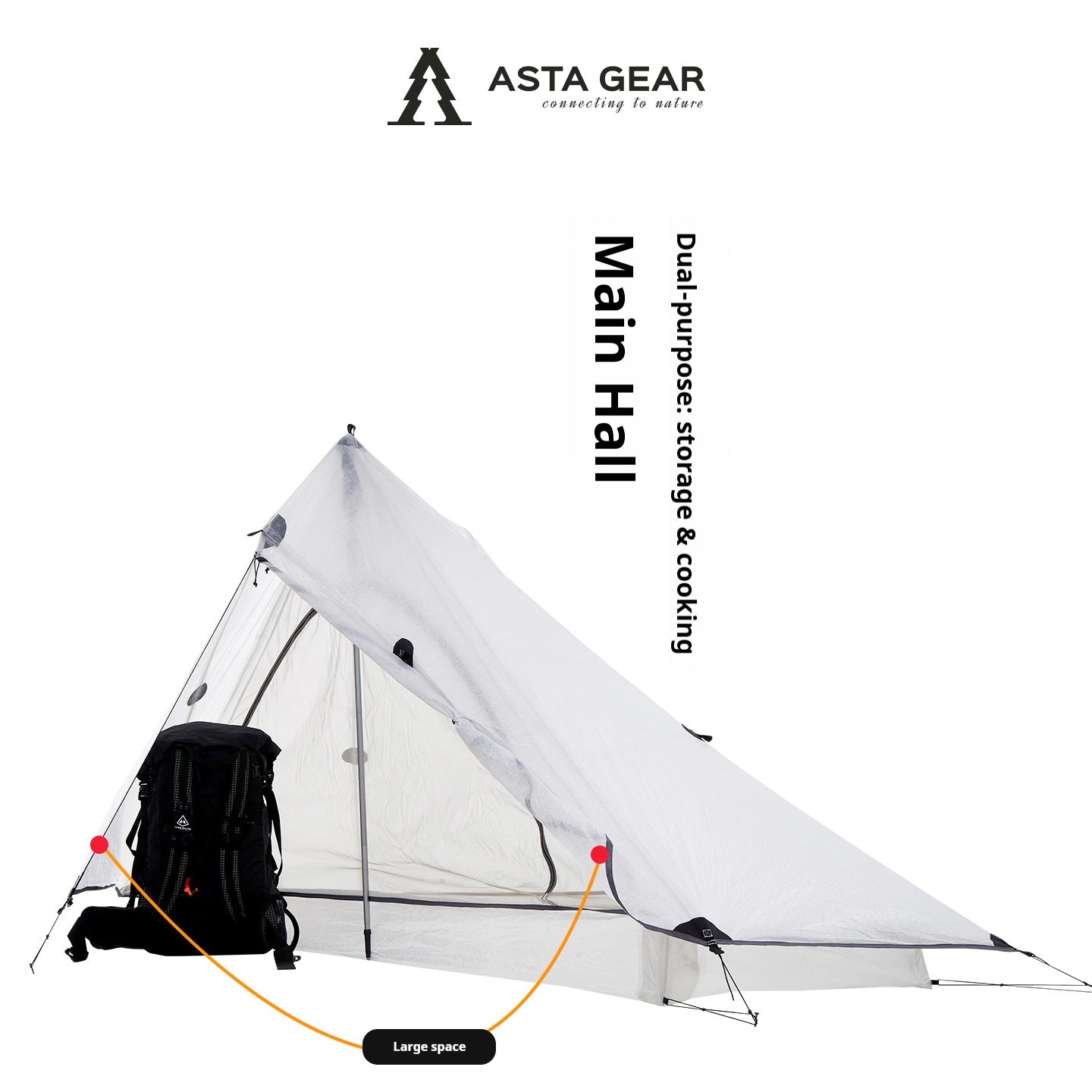 Asta Gear Shanzhu 1 Pyramid Tent: Ultralight 1-Person, Windproof Water –