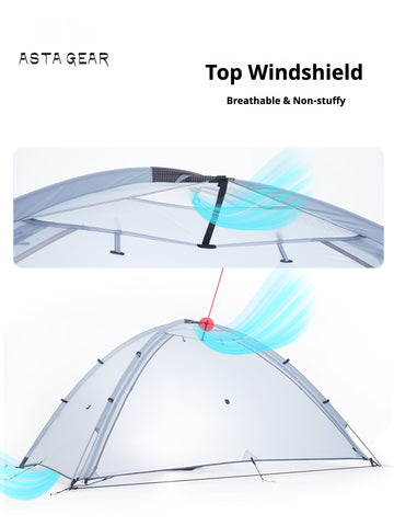 AstaGear Vista 2-Person Lightweight Tent, Outdoor Hiking & Camping Shelter, Rainproof & Wind Resistant