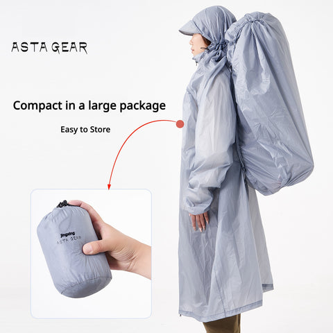Astagear Shield 2-in-1 Rain Poncho & Backpack Cover, Ultralight Waterproof Outdoor Gear for Hiking Mountaineering Cycling