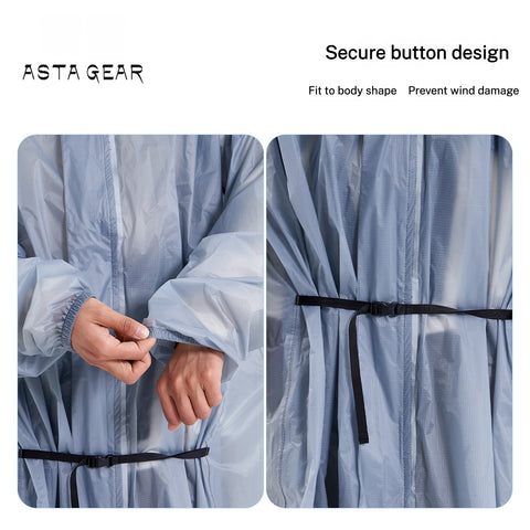 ASTAGEAR Voyage Raincoat, Ultralight Portable Rain Jacket with Sleeves for Hiking, Mountaineering, Camping & Cycling