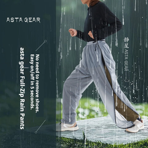 ASTA GEAR Outdoor Unisex Single-Person Rain Pants for Outdoor Hiking & Travel - Full-Zip, Windproof, Rainproof & Snowproof