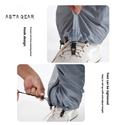 ASTA GEAR Outdoor Unisex Single-Person Rain Pants for Outdoor Hiking & Travel - Full-Zip, Windproof, Rainproof & Snowproof