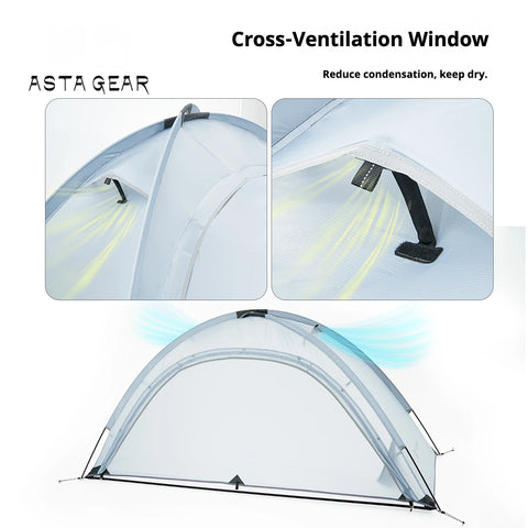 Astagear Yunshan 1-Person Single-Sided Silicone-Coated Ultralight Tent 15D, Heavy Rainproof & Windproof