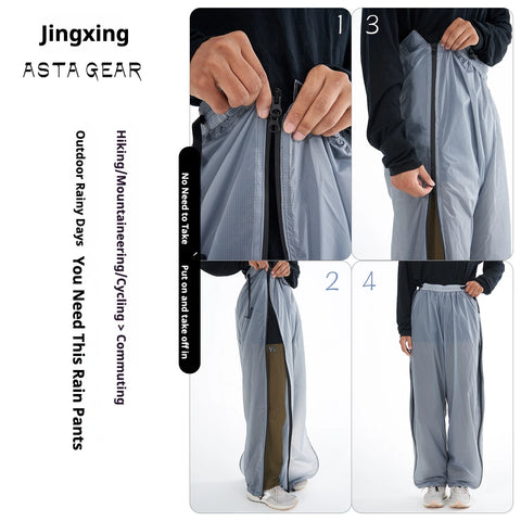 ASTA GEAR Outdoor Unisex Single-Person Rain Pants for Outdoor Hiking & Travel - Full-Zip, Windproof, Rainproof & Snowproof