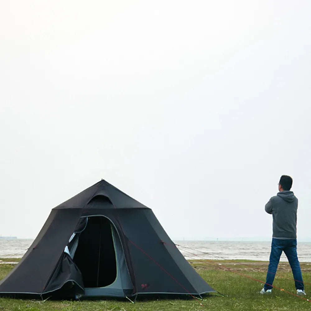 Asta Gear Mountain House Large Space Team activity and Ultrlight tent for six Persons camping pyramid tent without trekking pole black flysheet